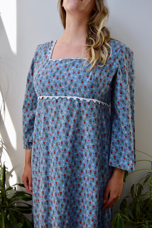 70s Blue Bell Sleeve Dress