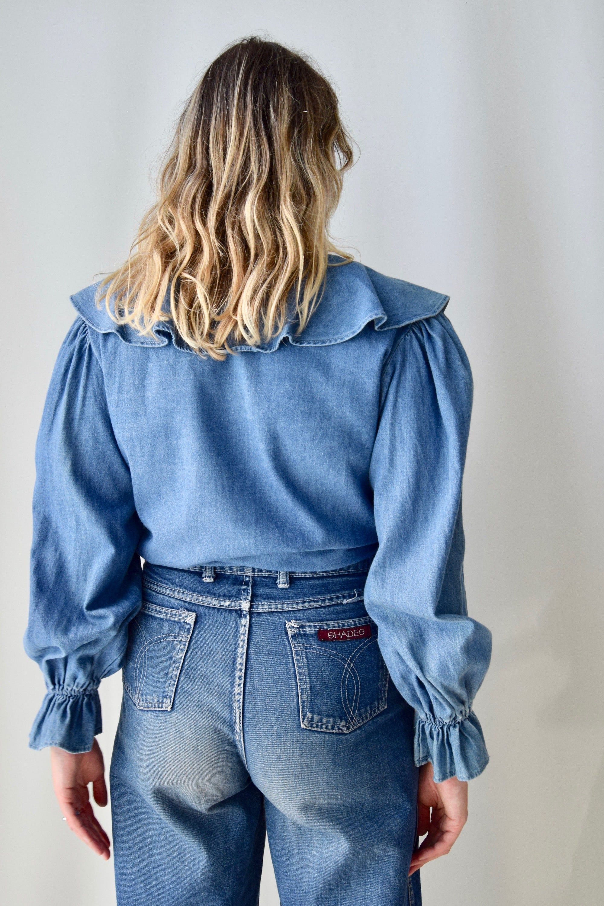 Nineties Blue Jean Ruffle Top