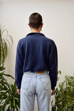 Scissor Happy Quarter Zip Cropped Sweatshirt