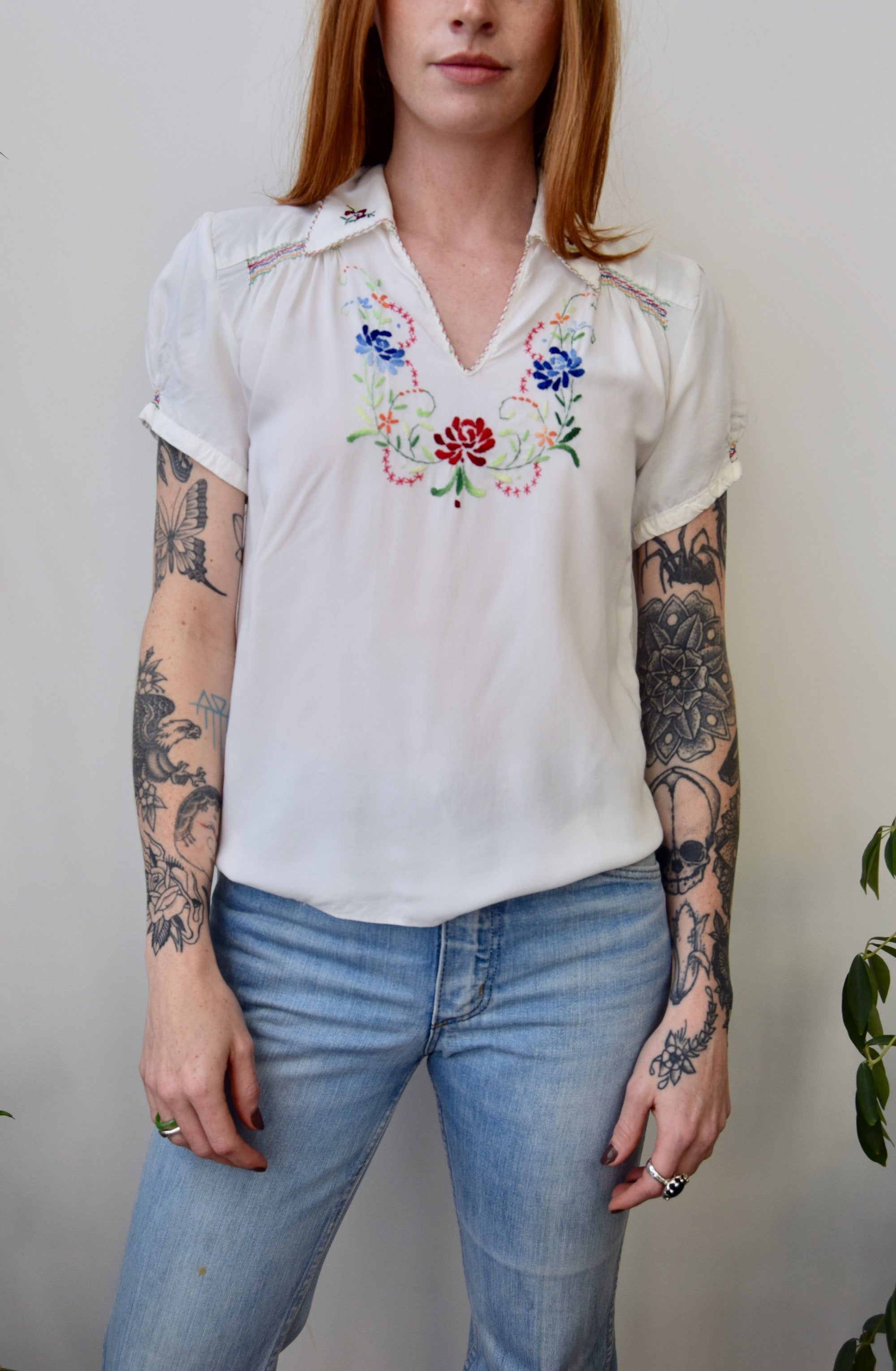 Embroidered Rayon Vintage Blouse
