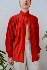 Super Red Suede Button Up