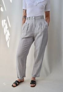 Micro Plaid Linen Trousers
