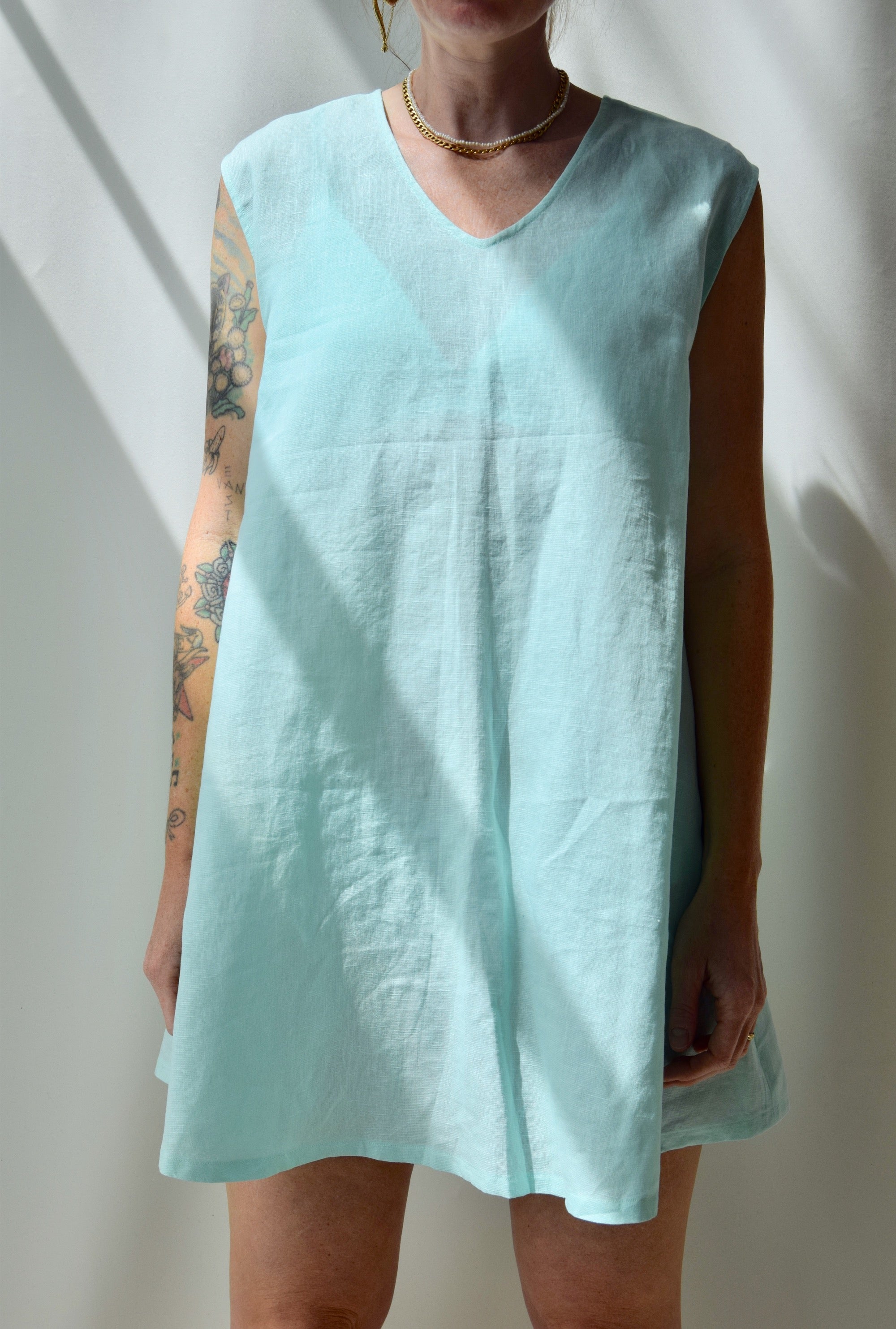 Seafoam Linen Summer Dress