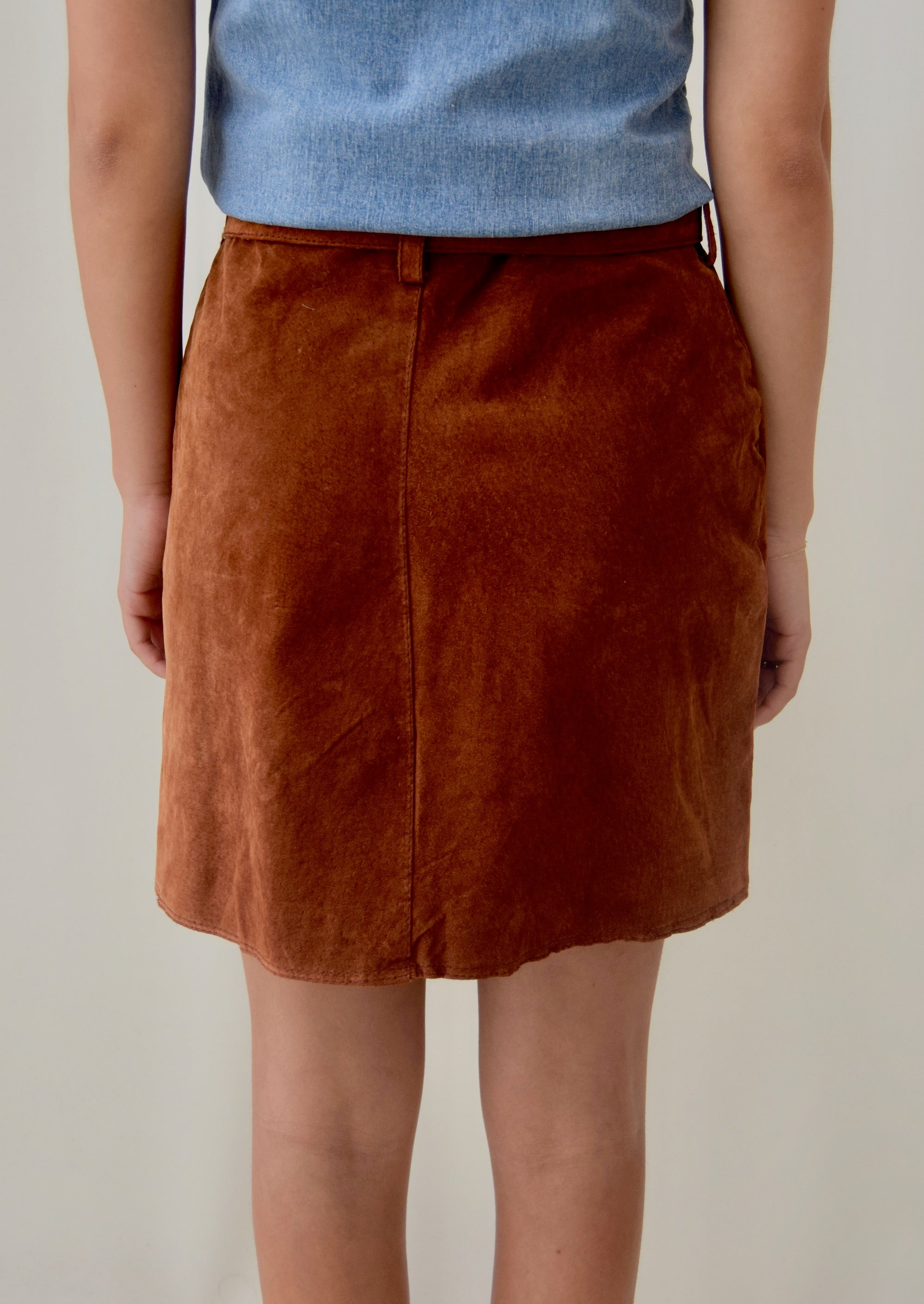 Cinnamon Suede Button Front Skirt