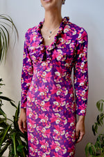 Seventies Magenta Floral Dress