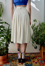 Ivory Linen Blend Pleated Skirt