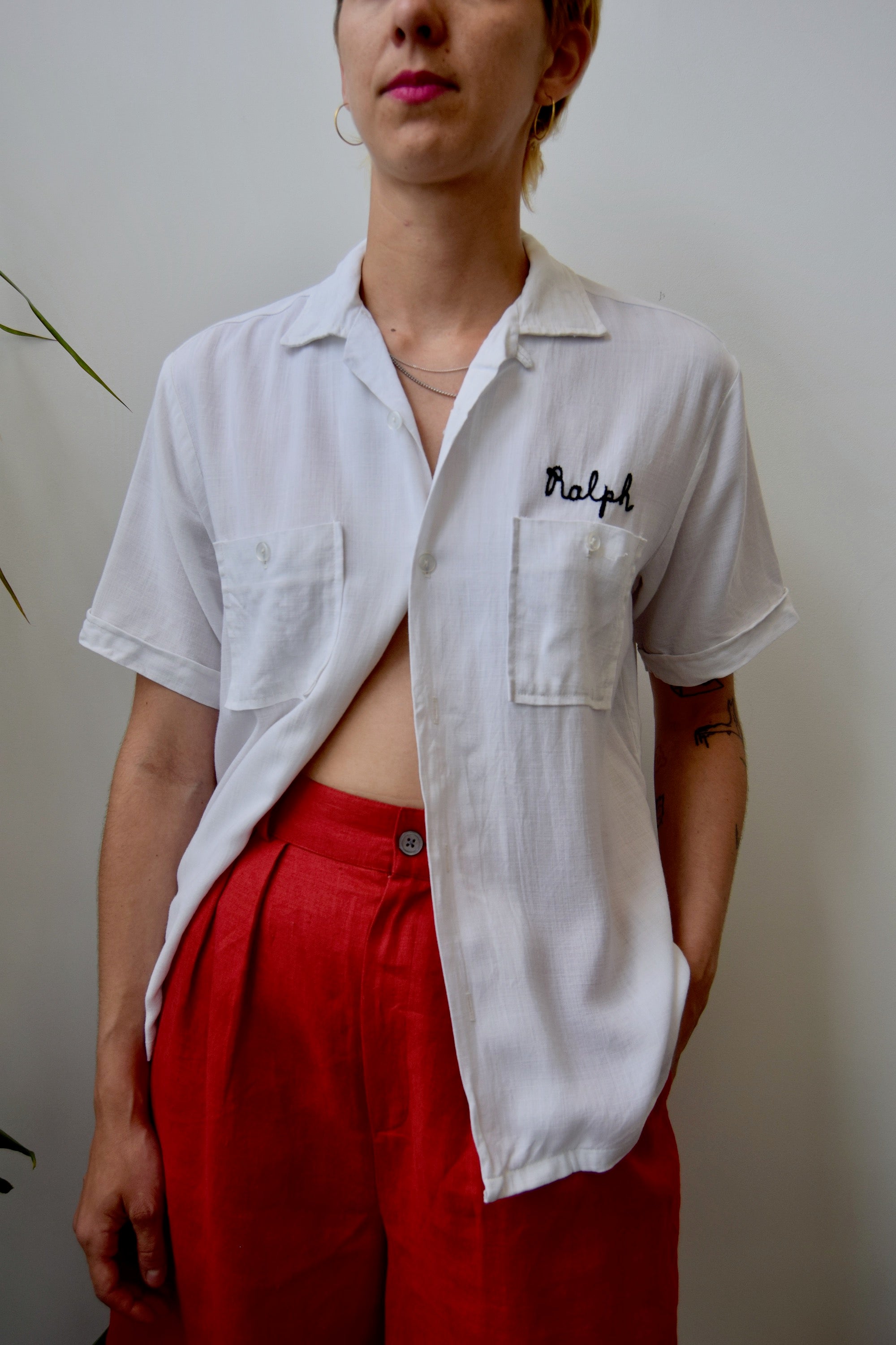 Vintage "Angeltown" Embroidered Button Up