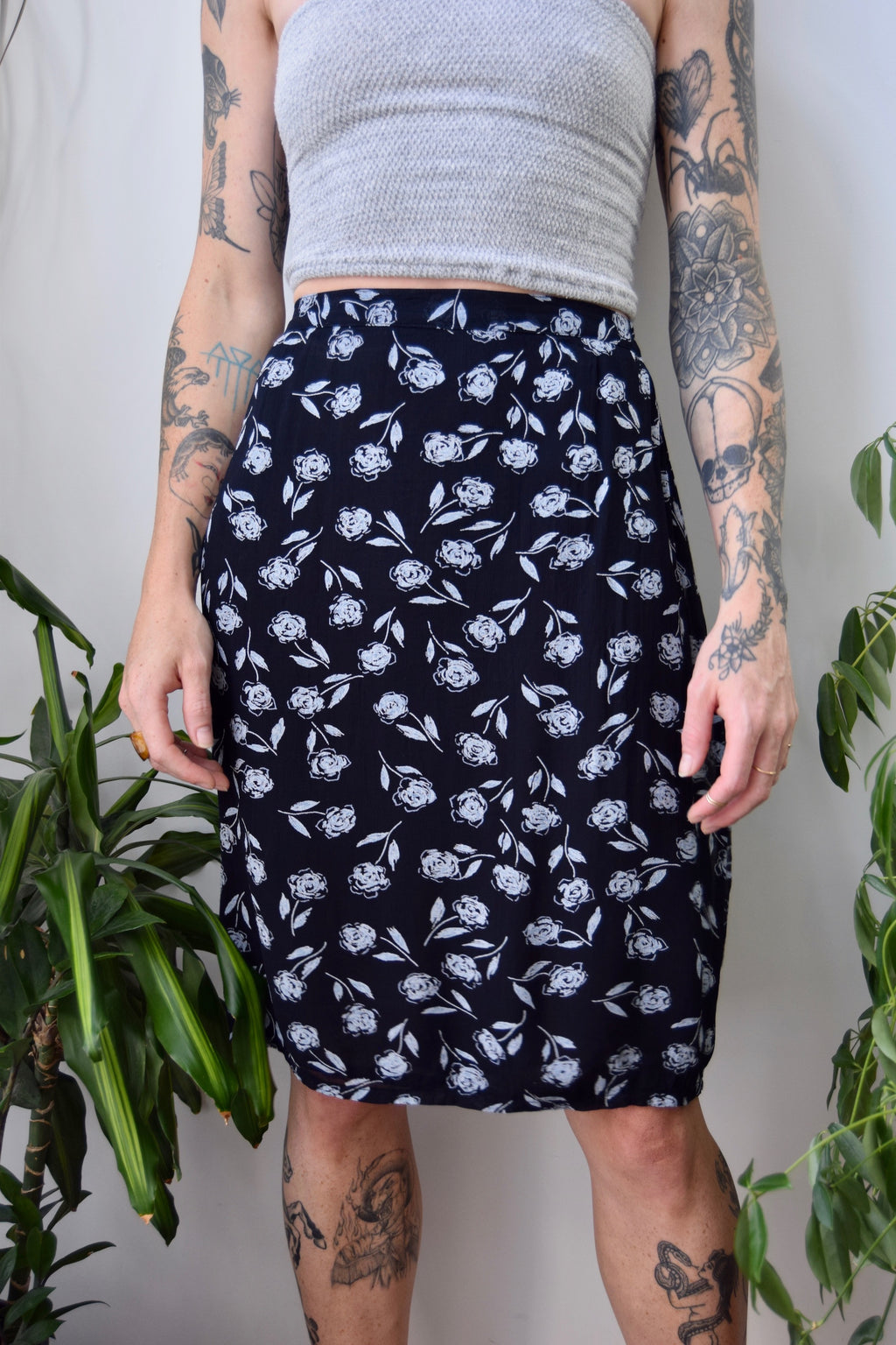 Contrast Roses Skirt