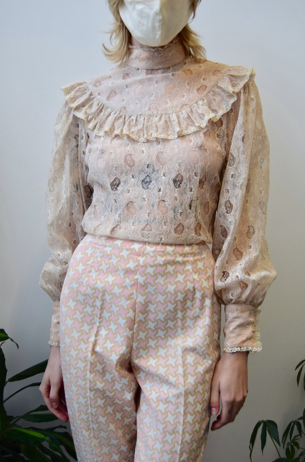 Blush Lace Ruffle Blouse