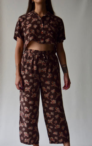 House Re-Worked Silk Floral Two Piece Lounge Set