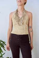 Y2K Fringe Suede Halter Top