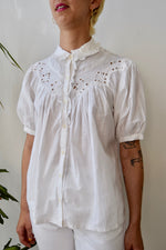 Indian Cotton Eyelet Yoke Blouse