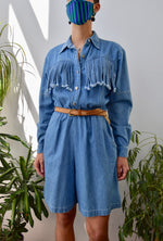 Western Fringe Denim Romper