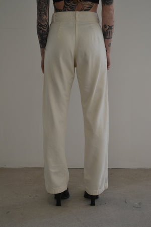 High Waisted Ivory Wide Leg Trousers