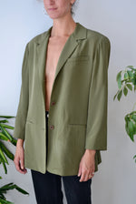 Olive Silk Blazer