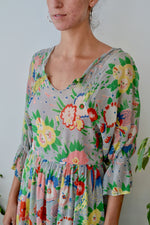 Forties Rayon Brilliant Floral Dress