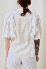 White Ruffle Puff Top