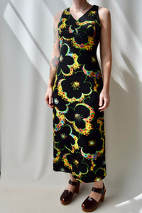 1970's Giant Flower Print Maxi Dress