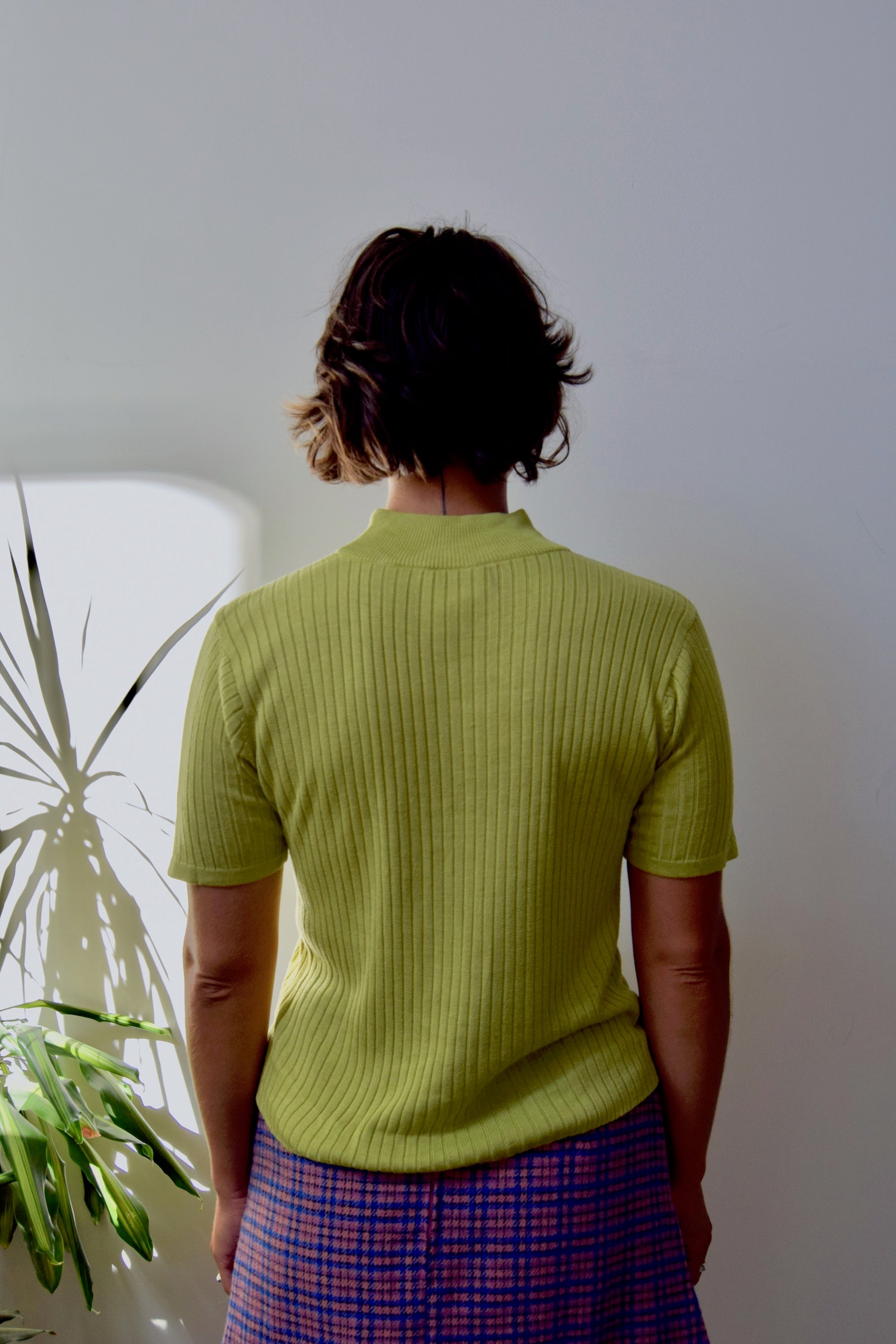 Chartreuse Silk Mockneck