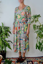 Forties Rayon Brilliant Floral Dress