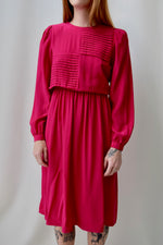1980's Silk Magenta Dress