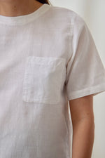 White Linen Blend Pocket Tee