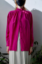 Fuchsia Mock Neck Silk Blouse