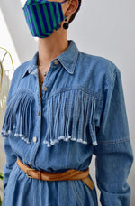 Western Fringe Denim Romper