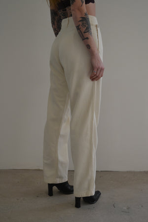 High Waisted Ivory Wide Leg Trousers