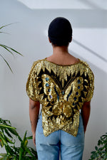 Gold Sequin Butterfly Top