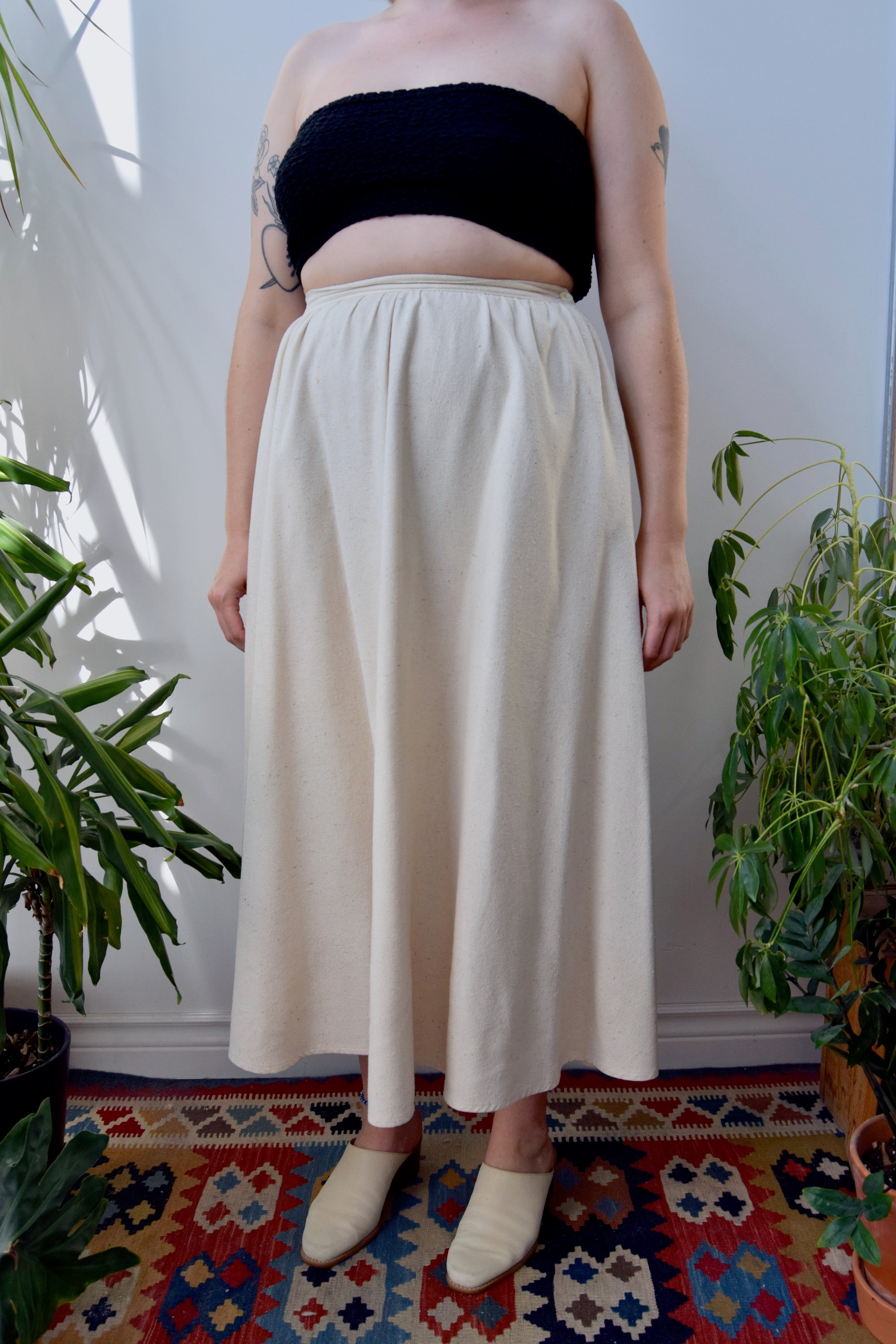 Raw Silk Midi Skirt