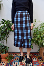 Vintage Blue & Brown Plaid Skirt