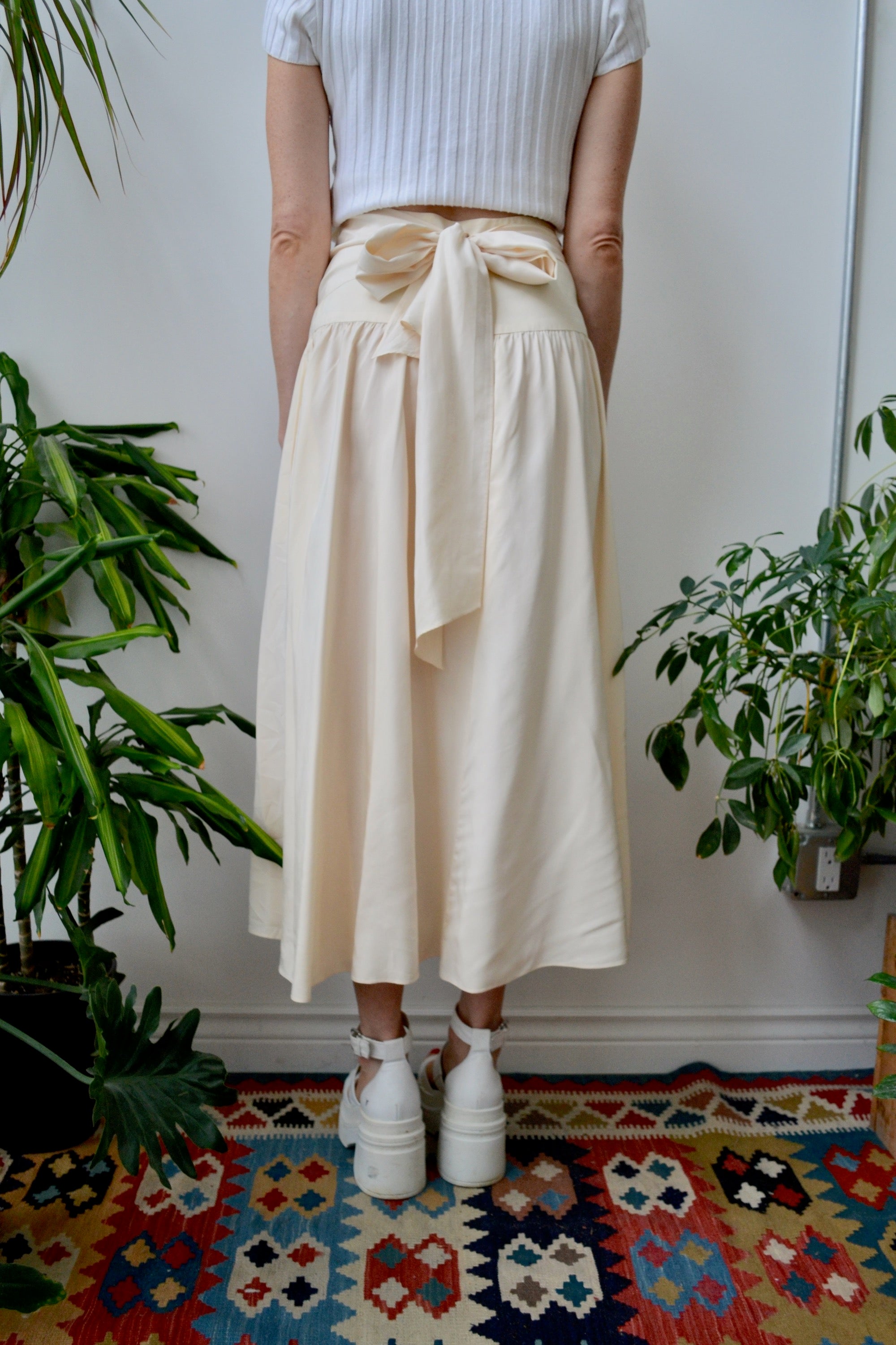 Cream Silk Wrap Skirt