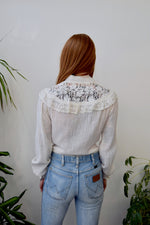Gauzy Crochet Yoke Blouse