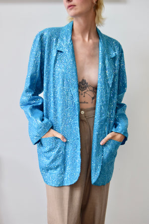 Turquoise Sequin Blazer