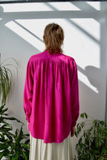 Fuchsia Mock Neck Silk Blouse