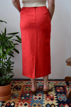 Coral Linen Skirt