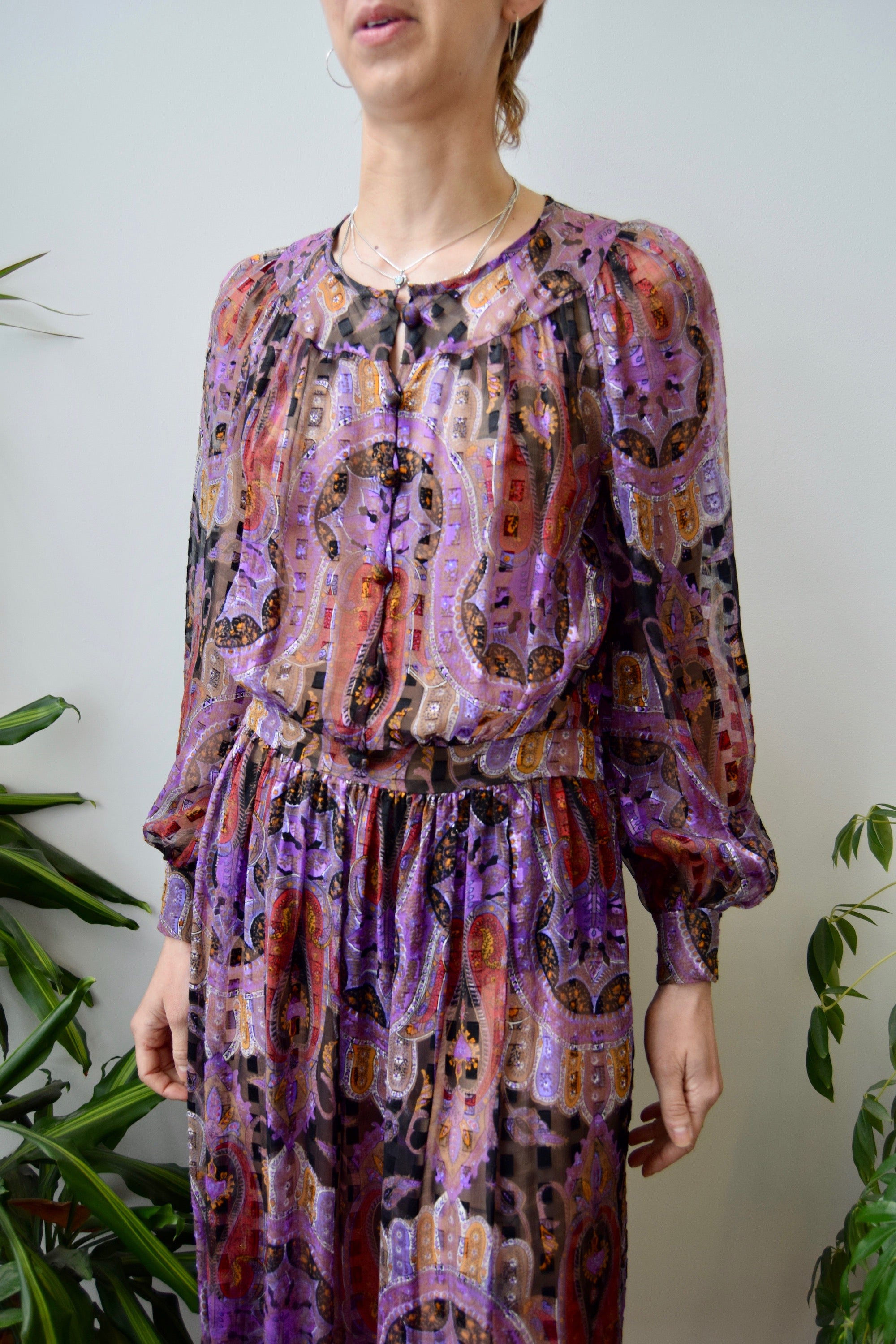 Seventies Silk Paisley Dress