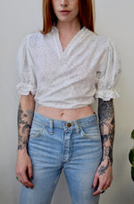 Eyelet Lace Wrap Blouse
