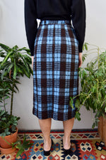 Vintage Blue & Brown Plaid Skirt