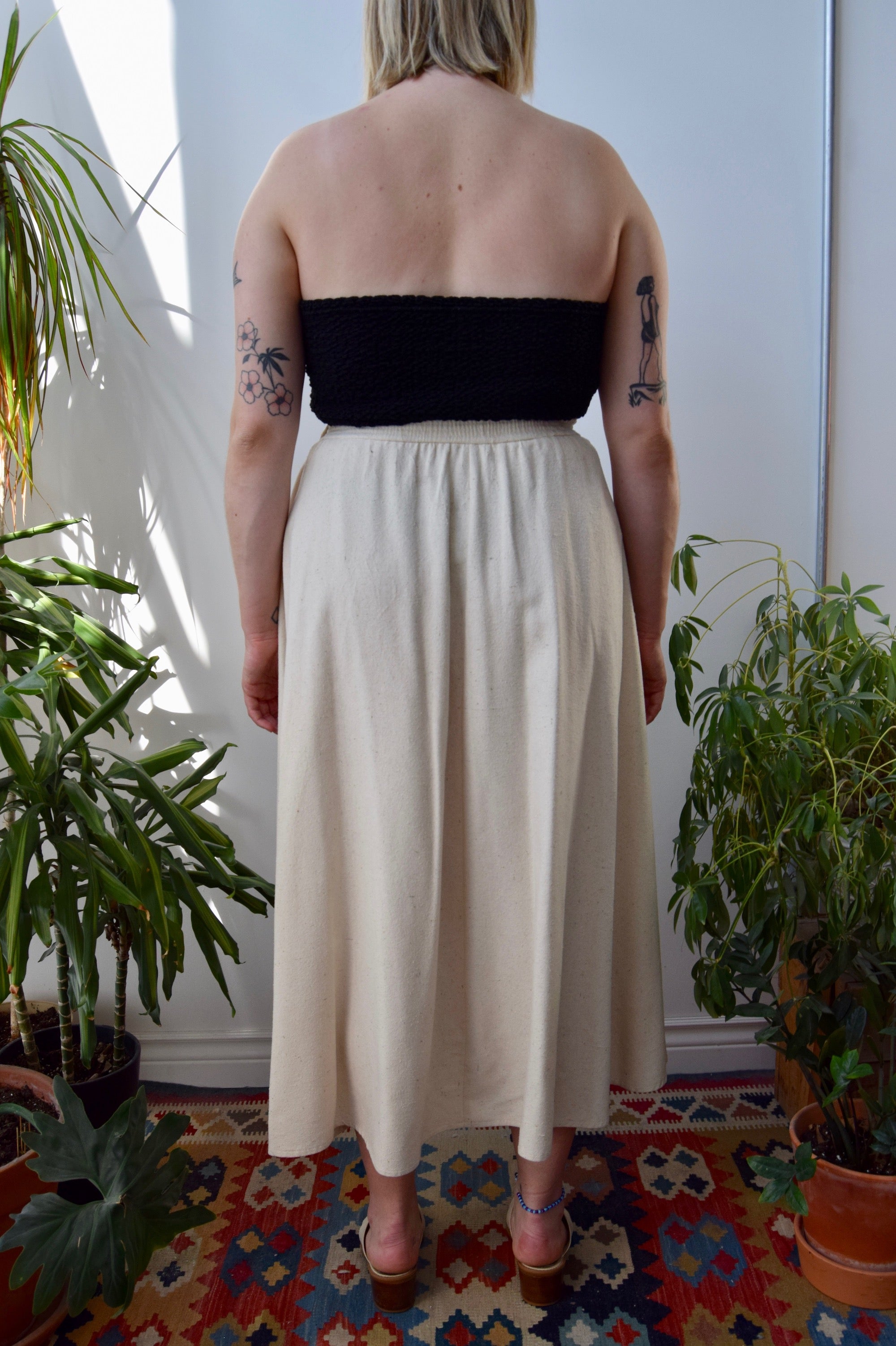 Raw Silk Midi Skirt