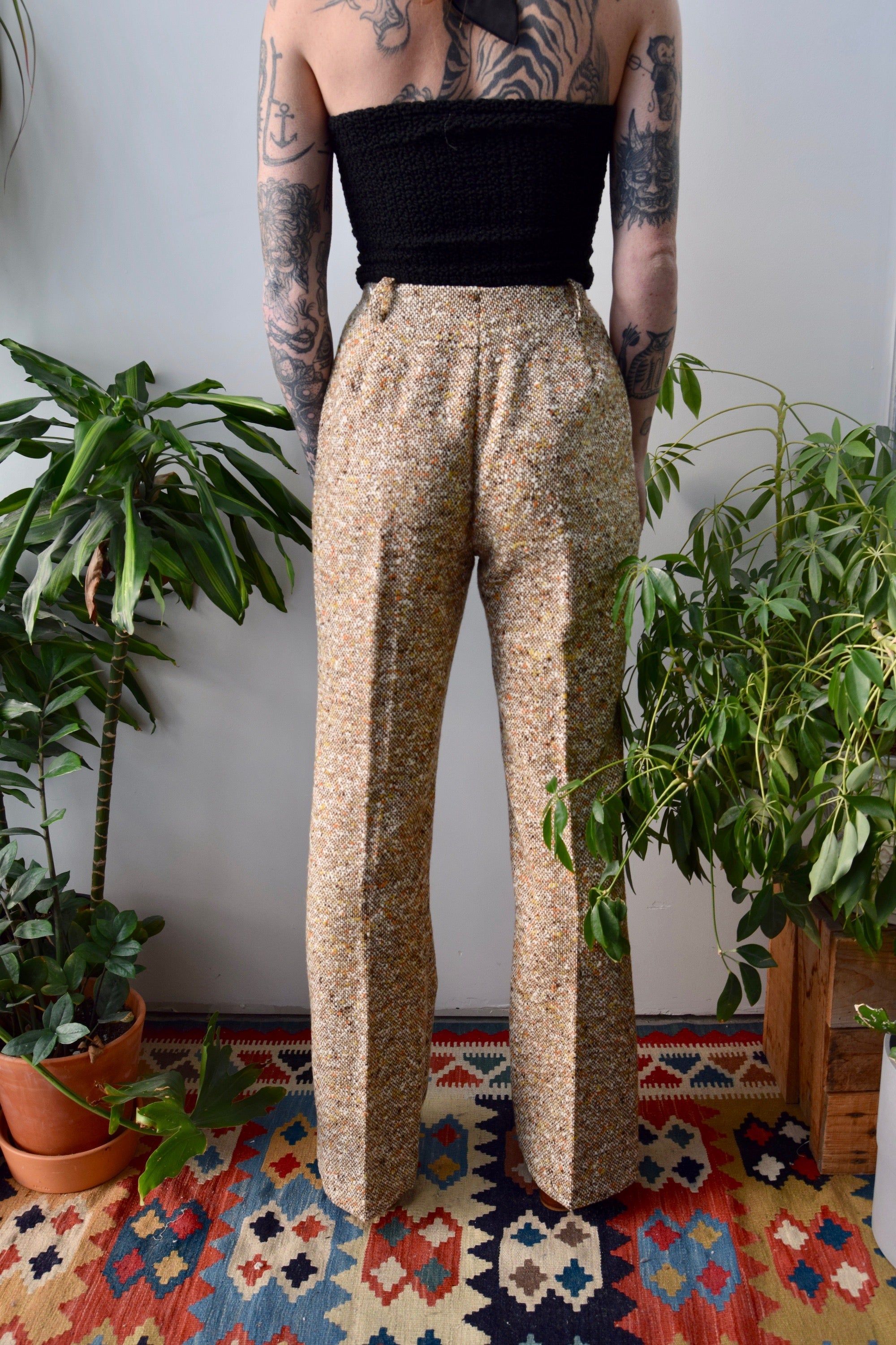 Fall Leaves Pebbled Wool Trousers