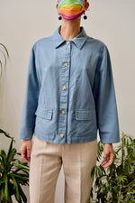 Powder Blue Linen Blend Shacket