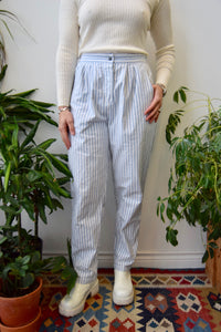Blue and White Cotton Trousers