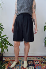 Black Wool Trouser Shorts