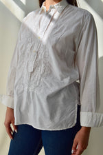 Vintage Crisp White Cotton Embroidered Shirt