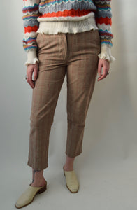 Marni Red Brown & Beige Plaid Trousers