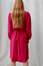 1980's Silk Magenta Dress