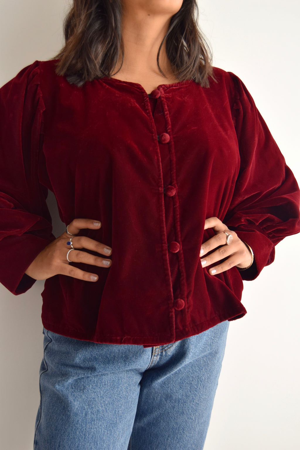 Velvet Beet Red Bishop Sleeve Top