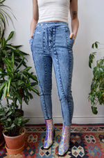 Acid Wash Denim Riding Pants